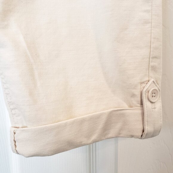 Talbots Petite Medium Easy Slim Crop Pants Pockets Cobblestone Ecru, Like New - Picture 4 of 11